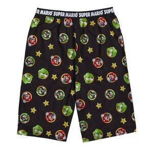 Super Mario Boys  Pajama Shorts Allover Print Size 6 Black Multi NWT